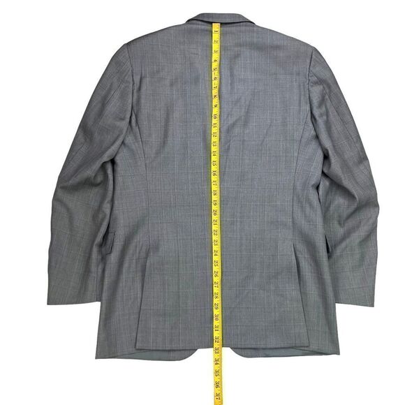 Burberry London Men's Sport Coat Gray Windowpane Blazer 42 Long Jacket READ - Picture 15 of 15